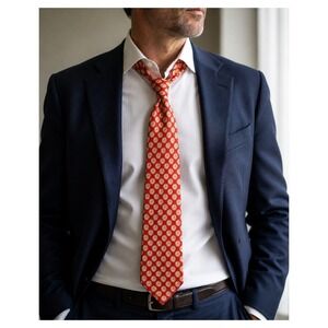 Jim Thompson Thai Silk Tie Red Dice Pattern 3.5" Mens Necktie
